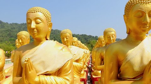 HD: Dolly: Golden Buddha at Buddha Memorial park , Nakornnayok, Thailand, HD 1080P