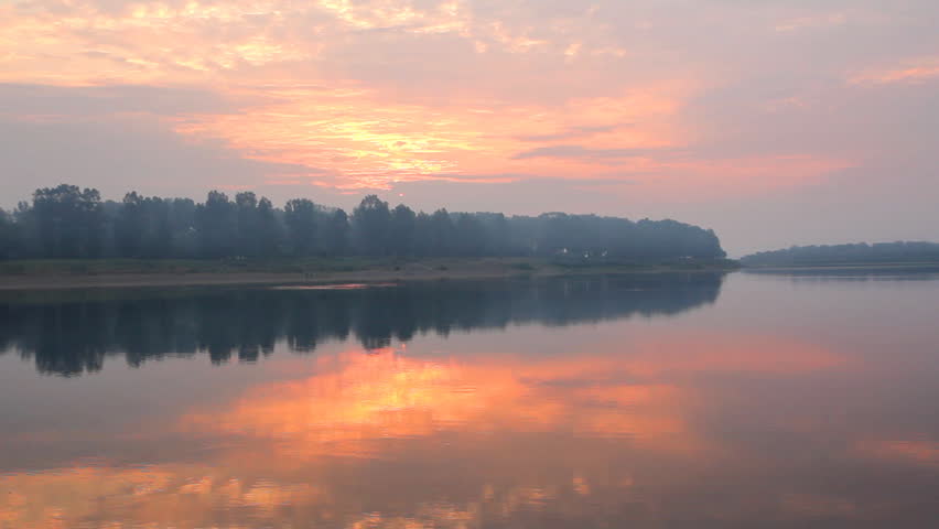 landscape with river at dawn