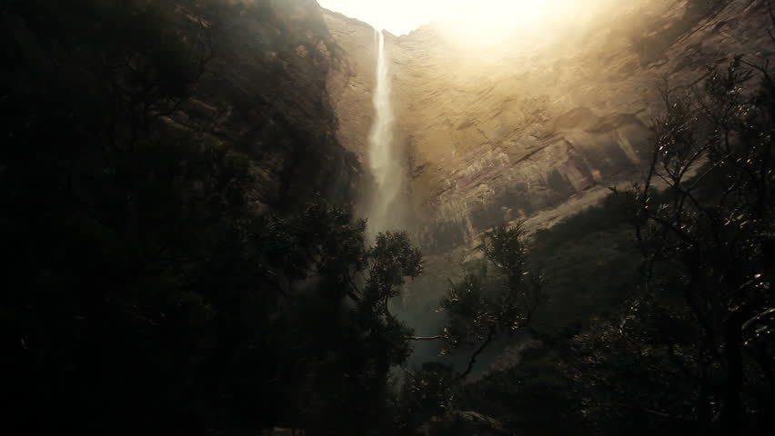 Very high waterfall in brazilian national park Chapada Diamantina / HD1080 /