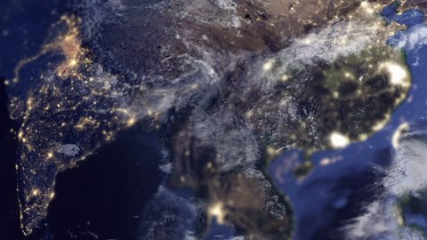 A very detailed satellite view of India at dawn
