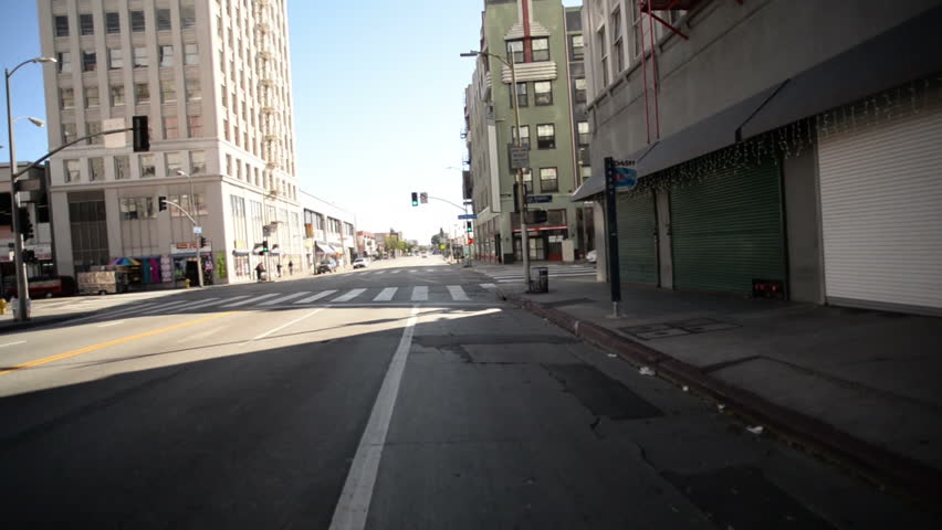 Driving Plates Los Angeles Downtown Morning CAM1 Front 21 7th St East to Los Angeles St South California USA Royalty-Free Stock Footage #8496265