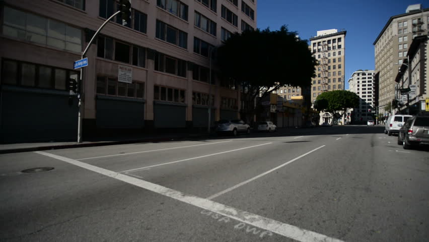 Driving Plates Los Angeles Downtown Morning CAM1 Front 22 8th St West at Main St California USA