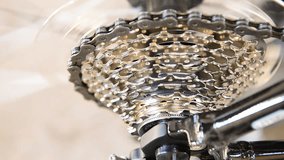Stock video footage of bicycle gears in motion
