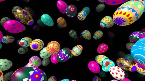 Flying easter eggs generated 3D 4K video