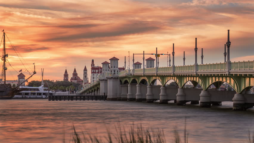 St. Augustine, Florida, USA cityscape time lapse.