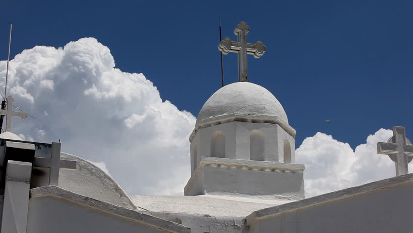 White church in Athens, Greece 