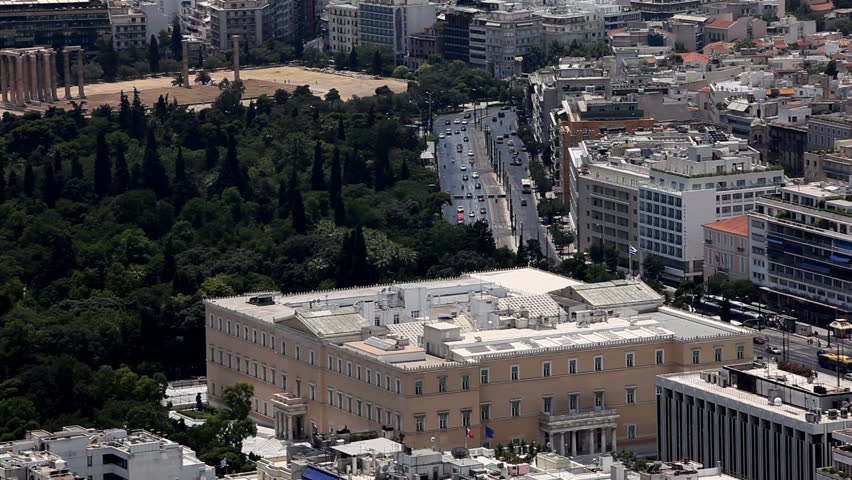 Parliament of Athens, Greece from above 