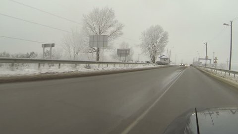  road in  village in  winter. Ukraine