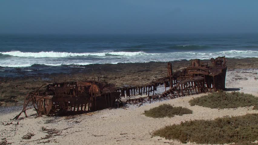 Rusted Shipwreck on beach
