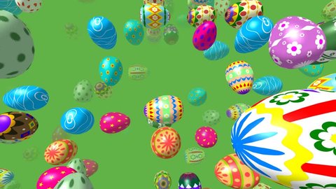 Flying easter eggs generated 3D 4K video