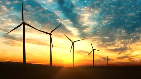 Wind Turbines At Sunset/sunrise