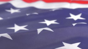 Soft focus American flag close up fabric filmed with dolly 4K UHD 2160P footage - American flag stars and fabric slow moving dolly close-up 4K 3840X2160 UHD video
