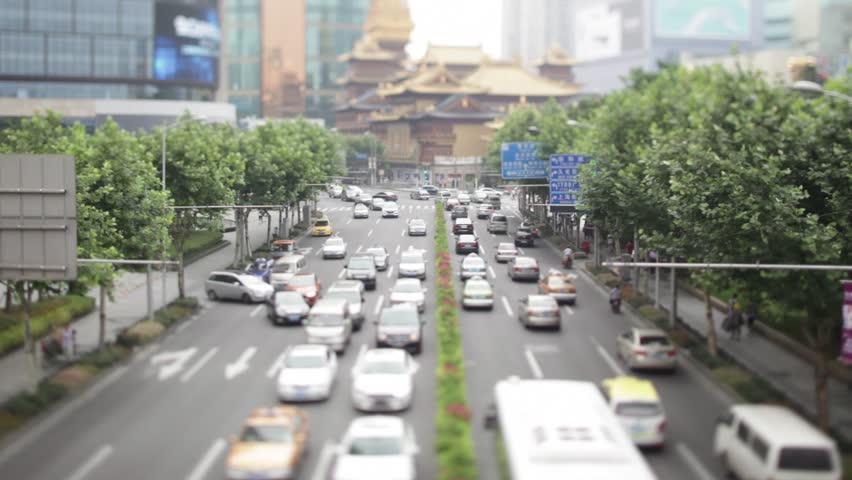 China City and Traffic Tilt Shift Timelapse Royalty-Free Stock Footage #8552518