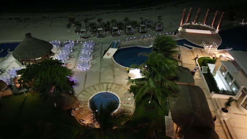 Wedding preparation at caribbean resort in the night
