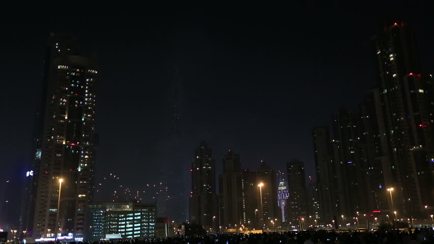 DUBAI - JAN 6 2015 over one million people watching new year fireworks show series at world