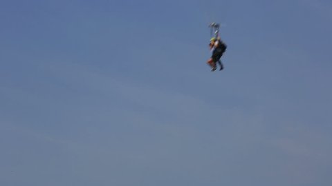 DUBAI - CIRCA 2015 extreme sport parachute landing