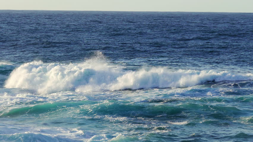 waves atlantic ocean breaking onto rocks Stock Footage Video (100%