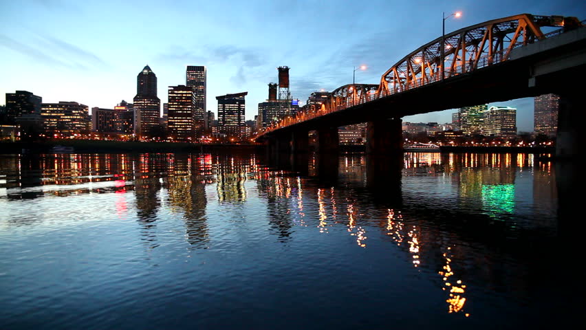 Downtown City Skyline of Portland Stock Footage Video (100% Royalty ...