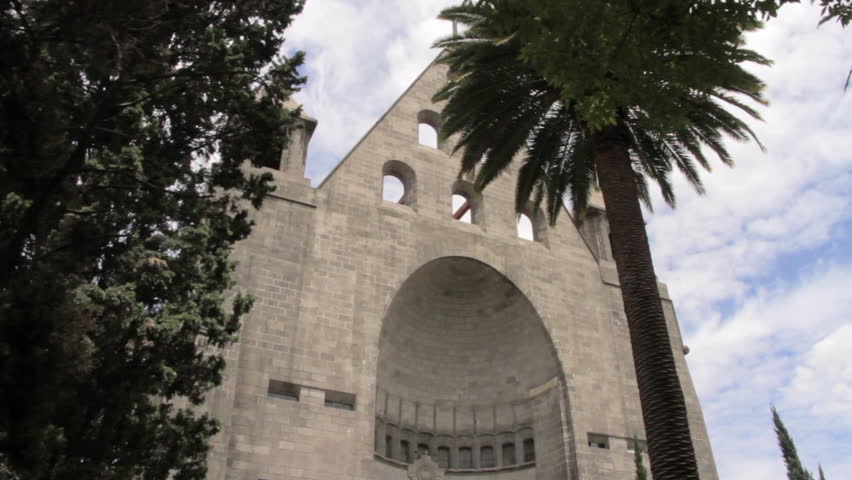 San Agustin Church and the front gardends in Mexico City