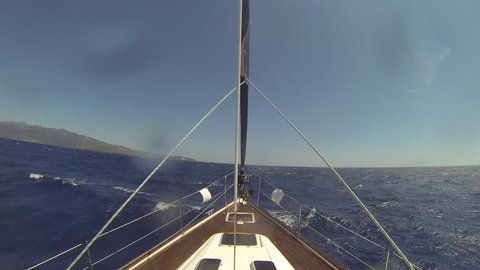 HYDRA, GREECE - CIRCA OCT, 2014: Clips set: Sailors participate in sailing regatta 12th Ellada Autumn 2014 among Greek island group in the Aegean Sea, in Cyclades and Argo-Saronic Gulf.