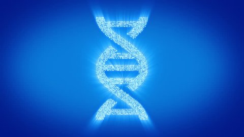 Numbers and symbols form a DNA strand on blue background. More marks, icons, signs, symbols and color backgrounds available - check my portfolio.