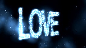 LOVE abstract blue animation background.