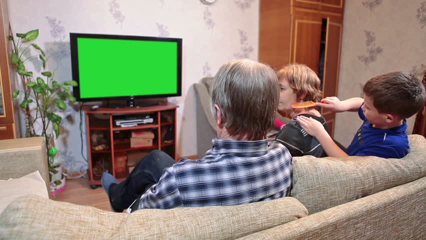 Caucasian Family at Home Watching  Stock Footage Video 100 