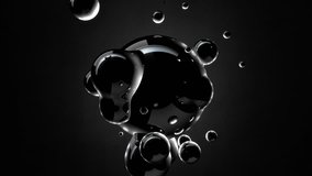 Abstract Black Metaball Sphere Object Looping with Alpha Matte 4K 4096x2304 - the 4K resolution allows you to crop in closely, when placed into HD or SD video projects, without the need for scaling