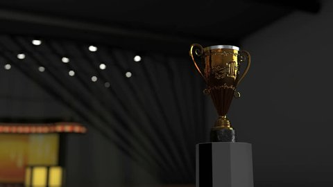 golden winner cup with blue chroma key