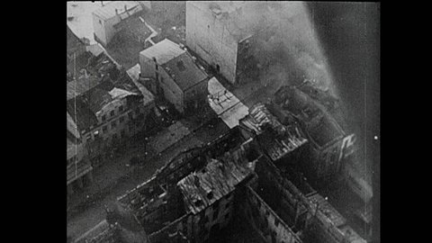EUROPE - CIRCA 1942-1944: World War II, Aerial View of War Ravaged Warsaw