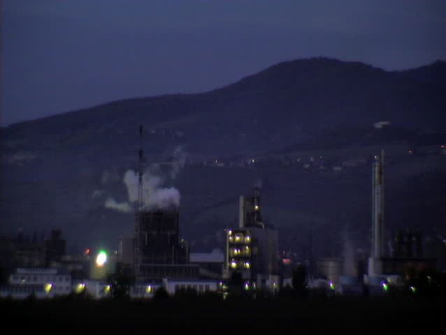 Industrial factory at night 