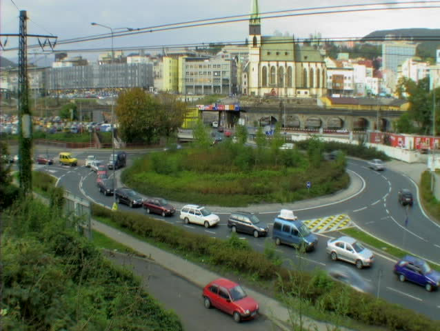 Time lapse of cars at a roundabout