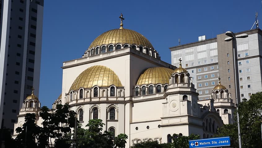 SAO PAULO, BRAZIL- 2013: Catedral Metropolitana Ortodoxa. Metropolitan Orthodox Cathedral. The Eastern Orthodox church dedicated to of St. Paul, home to the Antiochian Orthodox Catholic Archdiocese