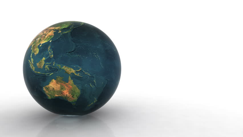 Animated Earth globe with ground reflection,seamless loop
