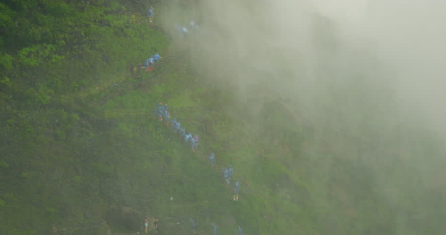 Tourists at Niagara Falls try to get as close as possible to feel the power of the waterfalls. Shot on Red Scarlet - X