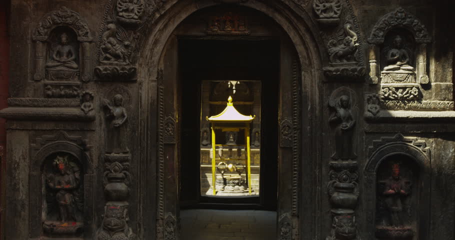Golden Temple at Patan Durbar Square in Kathmandu, Nepal. Shot on Red Scarlet.
