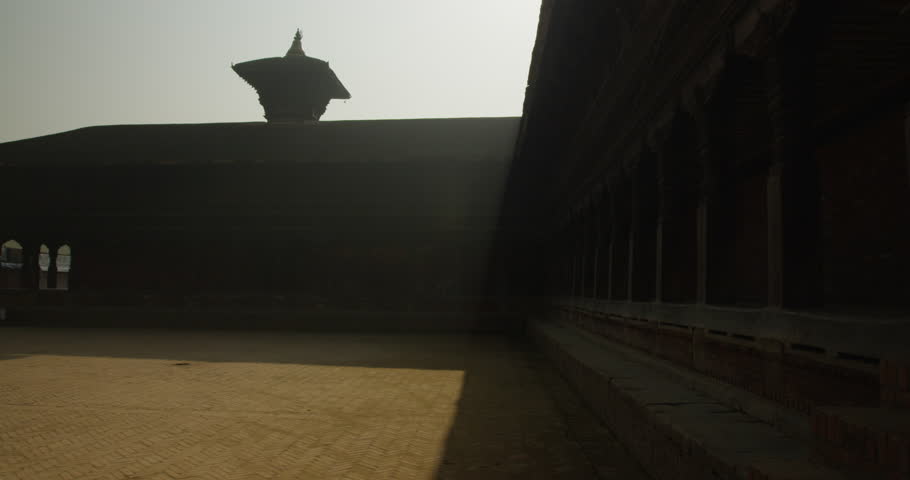 Silhouette of ancient architecture in Bhaktapur, Nepal. Shot on Red Scarlet.