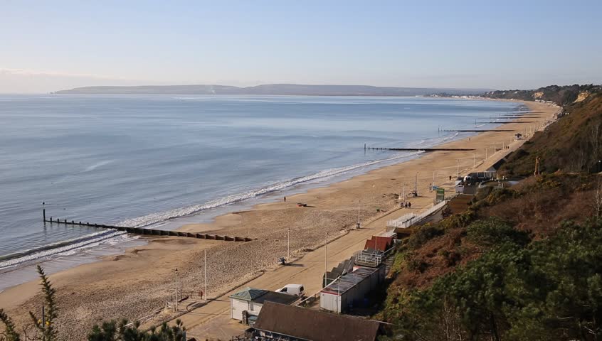 Bournemouth beach pier and coast Dorset England UK near to Poole known for beautiful sandy beaches view to the west