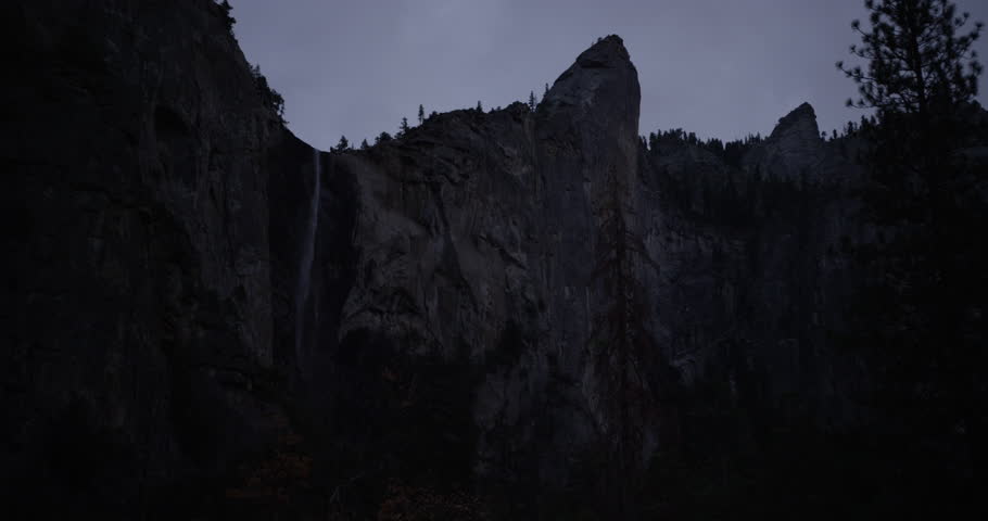 Bridalveil Falls in Yosemite National Park, California. This park is visited by over 3.7 million tourists yearly. Shot on Red Epic.