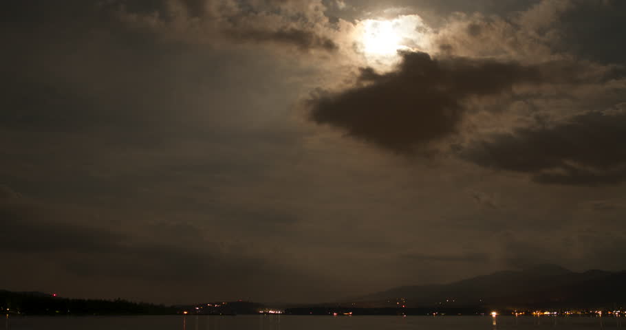 Time lapse of Big Bear Lake during night.