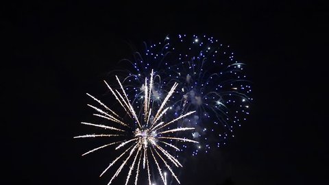 Multiple fireworks in the grand final of celebration over dark sky