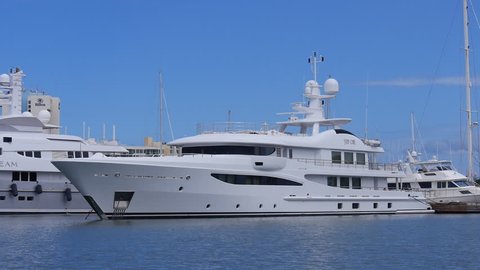 San Juan, Puerto Rico - January 24, 2015: Charter mega yacht luxury ship " STEP ONE " at marina.