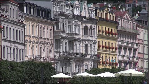 Karlovy Vary,Czech Republic-circa 2014: Karlovy Vary is a spa city situated in western Bohemia, Czech Republic,real time