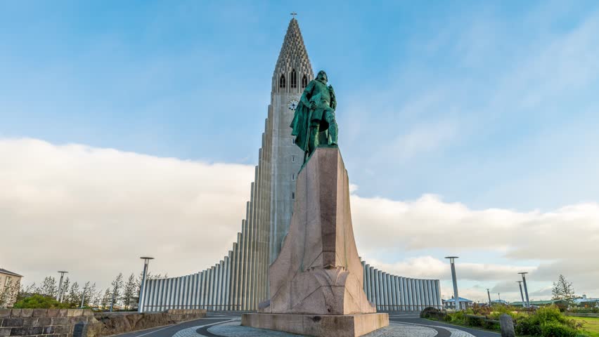 Leif Eriksson statue at Hallgrímskirkja - Reykjavik, Iceland