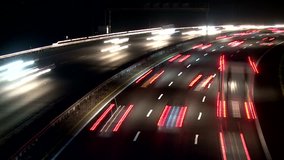 timelapse video footage of traffic on a highway at night