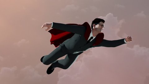 Superman Flying Enthusiasm Concept Strong Bearded Stock Photo ...