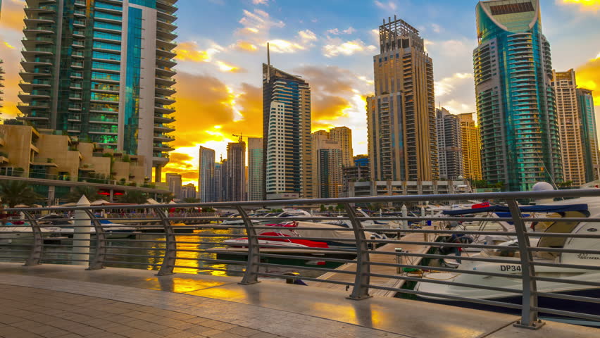 4k timelapse - dubai marina sunset Stock Footage Video (100% Royalty ...