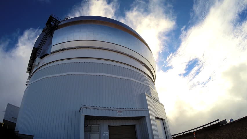 POV driving remote location observatory Big Island Hawaii scientific research terrestrial meteorology reflection images lenses satellite