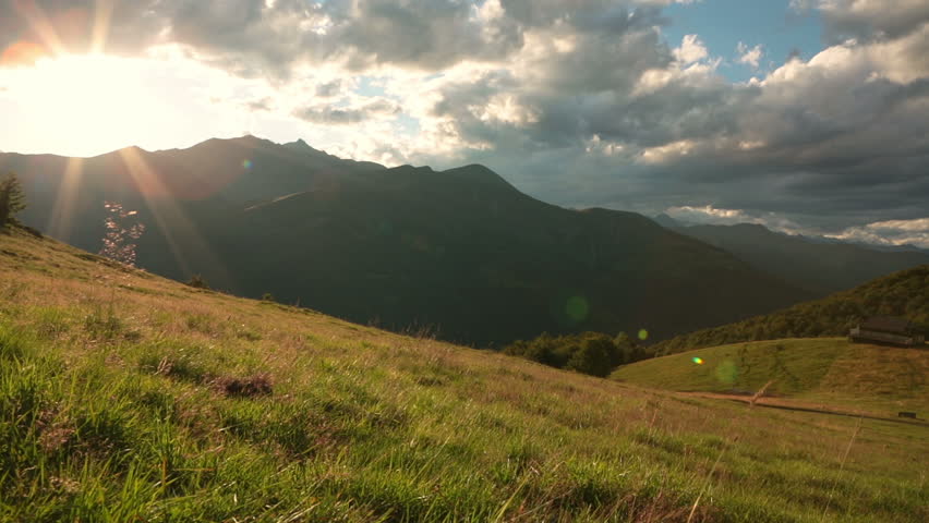 Italian mountain landscape at sunset in summer day - HD video footage