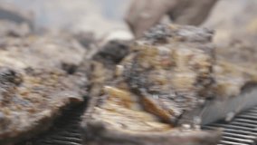 Broiling grilled chops - HD video footage